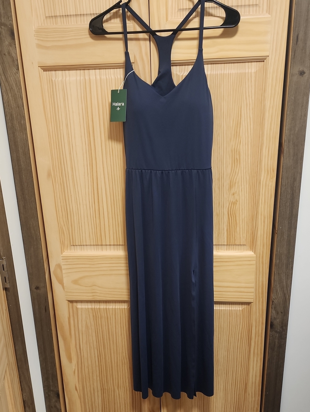 HALARA Navy Strappy Midi Dress with Racerback